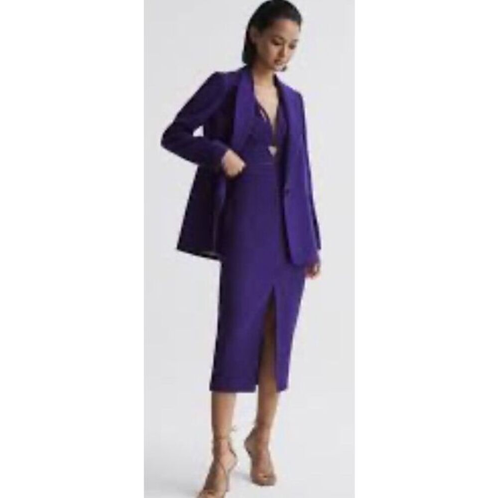 Reiss Slim Fit Single Breasted 100% Wool Blazer in Purple NWT Size 6 - Picture 3 of 7